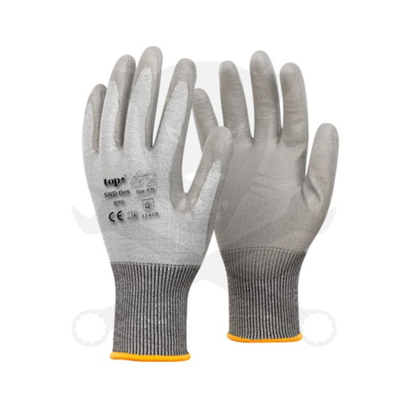 Kesztyű - vágásbiztos - PU mártott szuper vékony szürke 9/L