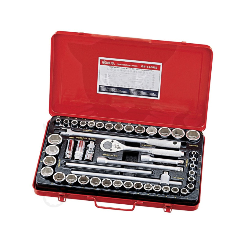 Dugókulcs készlet 1/2" 6 lap metrikus + COLOS 46 db-os Genius