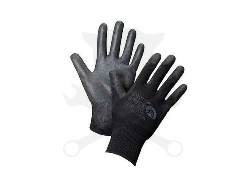 Kesztyű Buck fekete PW poliuretán tenyér 05-ös XXS