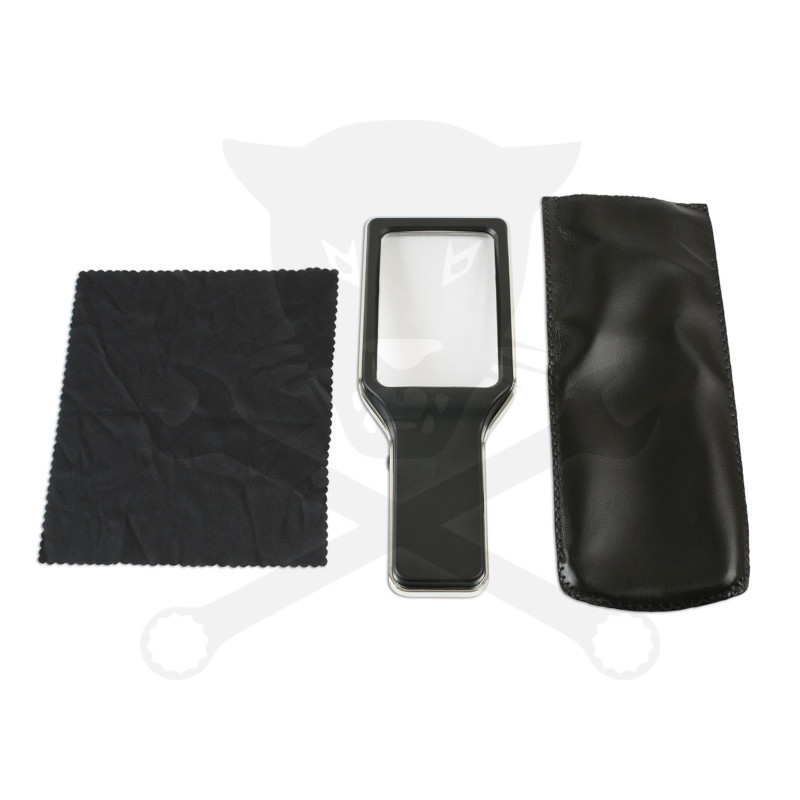 Nagyító 3x - szabályozható 10db fényes LED, tükröződésmentes, elemes