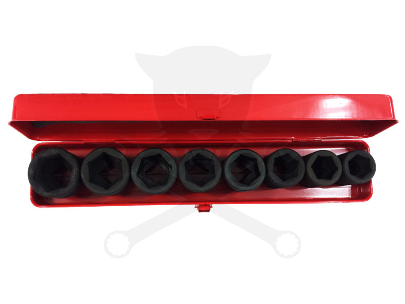 Légkulcsfej készlet 3/4" 8 db 1" - 1-1/2" colos rövid 6 l. - Genius