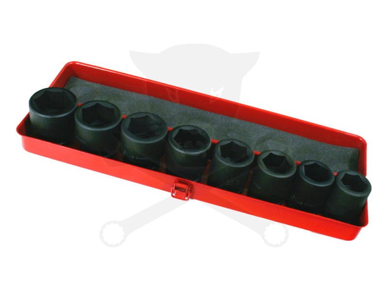 Légkulcsfej készlet 3/4" 8 db 26-41 mm metrikus rövid 6 l. - Genius