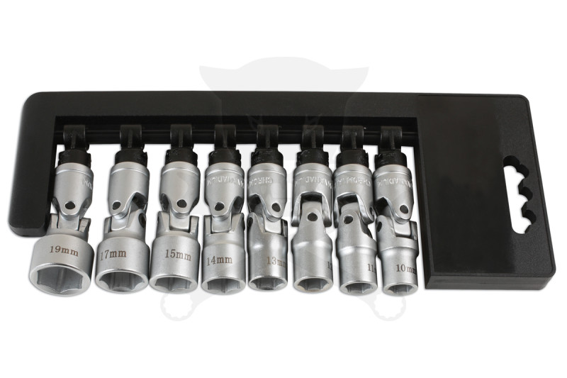 Dugókulcs - crowafej készlet 3/8" 6 lapú CSUKLÓS 8 db-os 10-19 mm -TS20