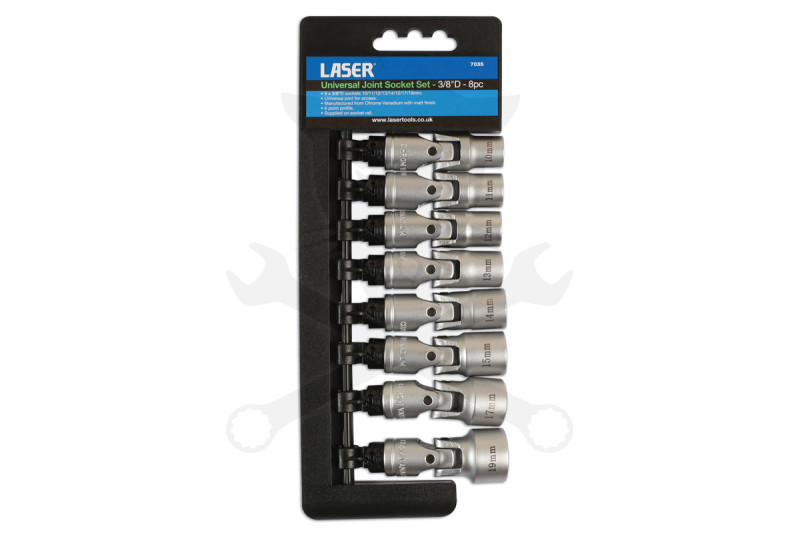 Dugókulcs - crowafej készlet 3/8" 6 lapú CSUKLÓS 8 db-os 10-19 mm -TS20