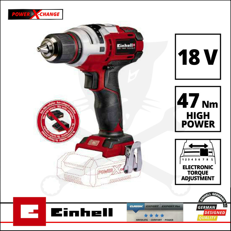 Fúró-csavarozó, akkus 18V - akku nélkül - 47 Nm - Einhell (TE-CD 18 Li E-Solo)