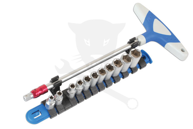 Dugókulcs készlet T-hajtókarral 1/4" - 12 db-os 4 - 13 mm Motorkerékpár