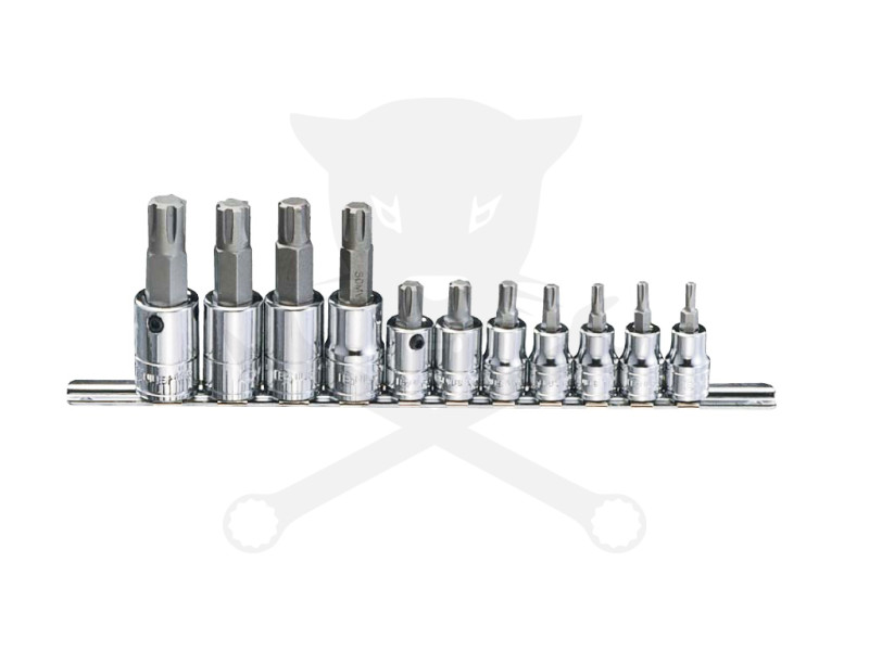 Rátűzőkulcs - crowa+bit készlet 3/8" - 1/2" RIBE 4-16-ig 11 db-os Genius