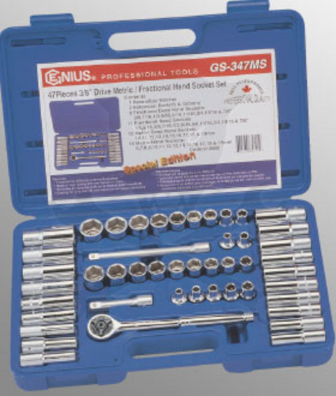 Dugókulcs készlet 3/8" 6 lap metrikus + COLOS 47 db-os Genius