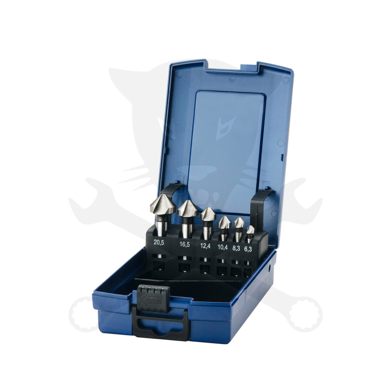 Kúpsüllyesztő készlet 6 db 6.3 mm - 20.5 mm HSS kazettában - Makita