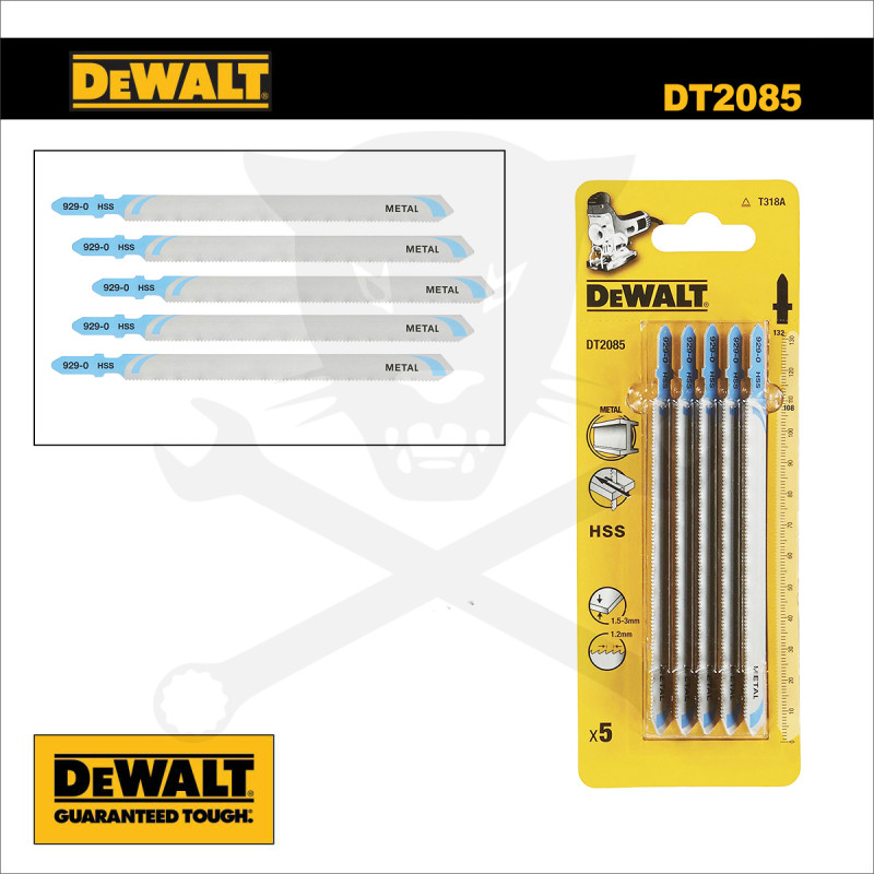 Fűrészlap dekopírfűrészhez, fémre 132 mm 1.2 T - 5db - DeWalt