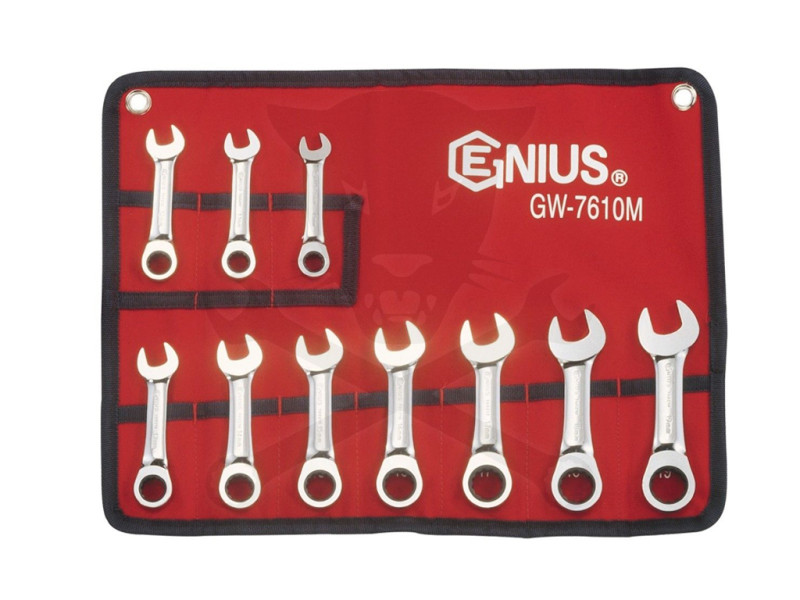 Csillag-villás racsnis készlet 10r. 10-19 mm rövid - Genius