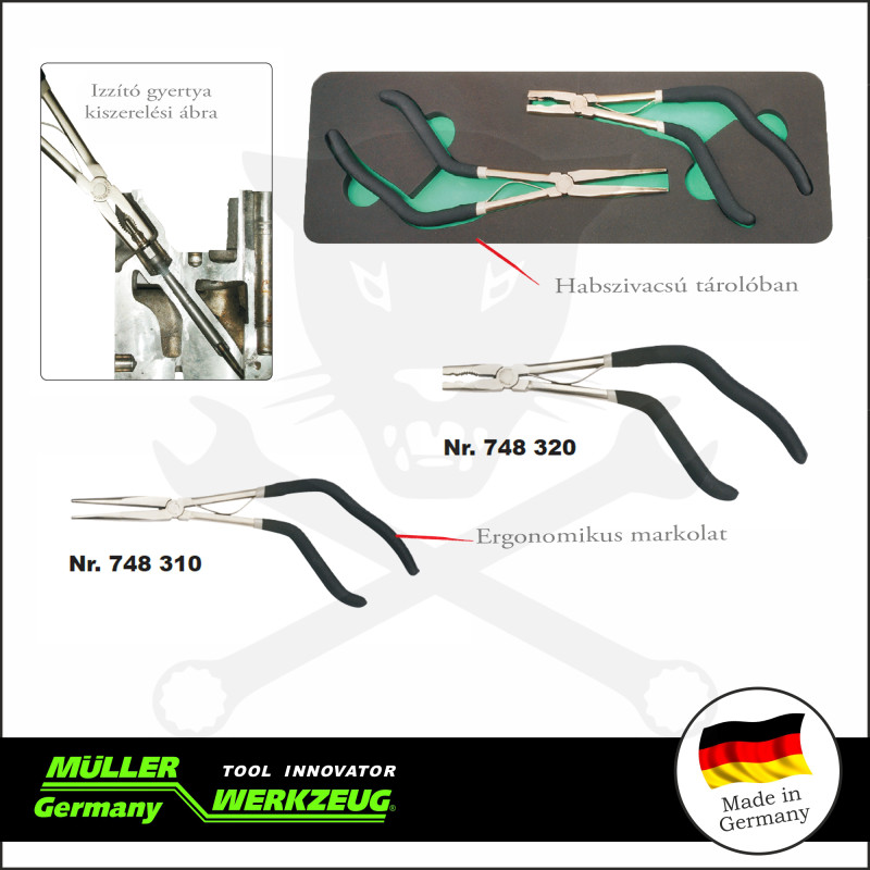 Pisztoly formájú spec. fogó készlet 2 db-os Izzítógy. kihúzó + Lapos