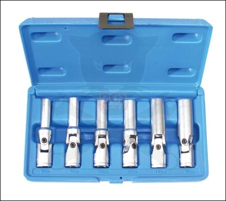 Izzító gyertyaszerelő készlet 3/8" csuklós 6 db-os 080 mm-es BGS