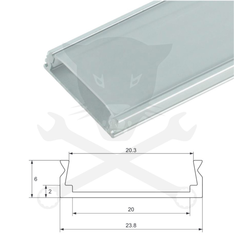 Profil, alumínium - LED szalaghoz - falon kívüli, 1 méteres ELMARK