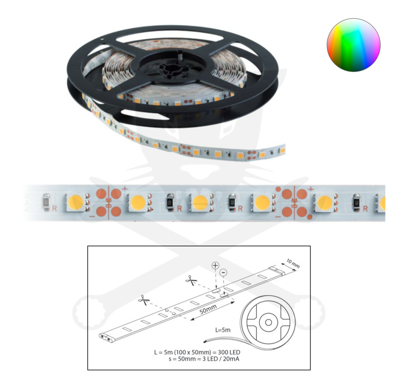 Szalag LED 5050 beltéri 60 db/m - RGB - ELMARK