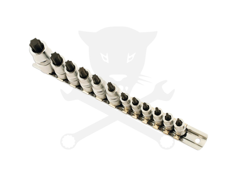 Rátűzőkulcs - crowa+bit készlet 1/4"-3/8"-1/2" 12 db-os RÖVID Torx:T8-T60