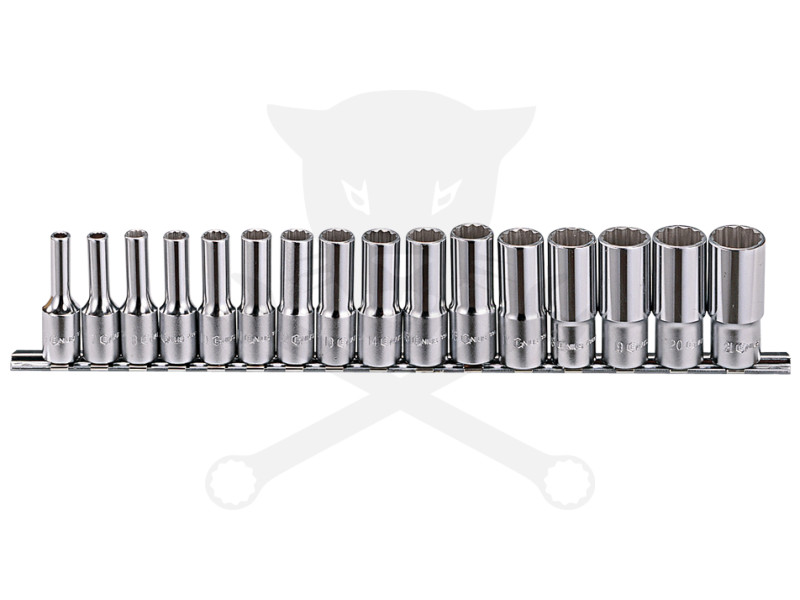 Dugókulcs - crowafej készlet 3/8" 12 szögű hosszú 6-21 mm 16 db Genius