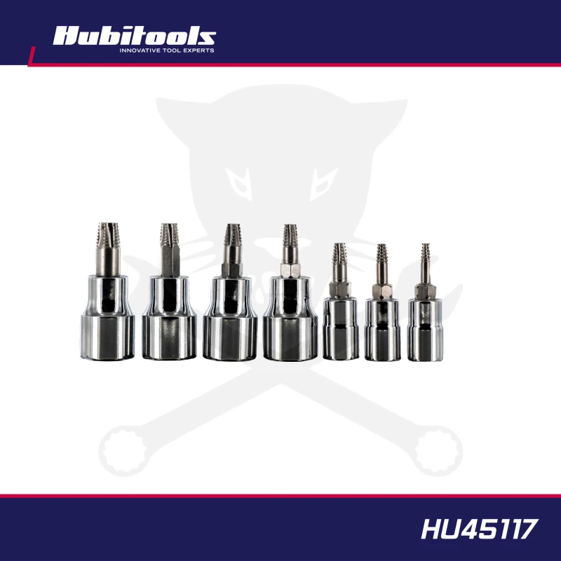 Csavarkiszedő készlet 7 db-os 85%-ig sérült csavarhoz 1/4" Torx T10-T40