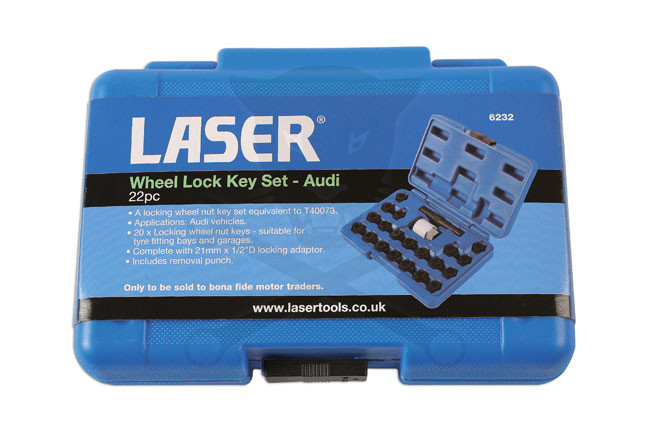 Kerékőr kulcs készlet AUDI gyári kerékőrökhöz -lóhere minta- 22 db-os