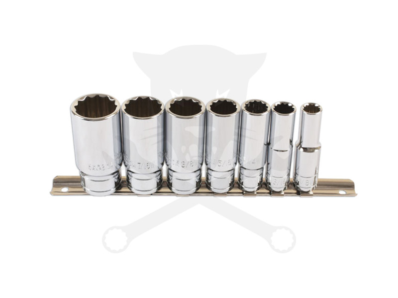 Dugókulcs - crowafej készlet 3/8" 12 szögű WHITWORTH 1/8"-1/2" - 7 db-os