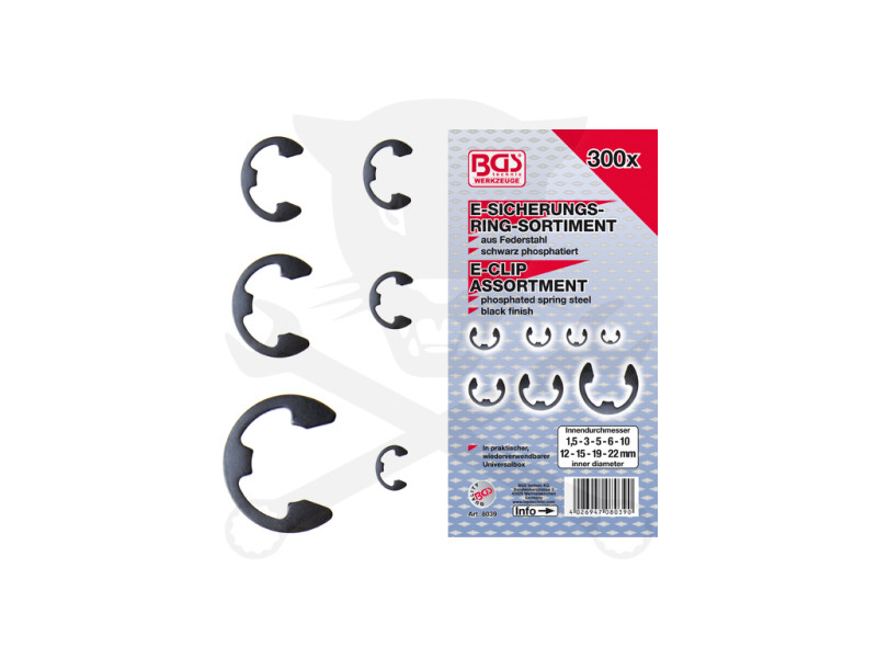 "E" gyűrű biztosító készlet 300 db-os BGS