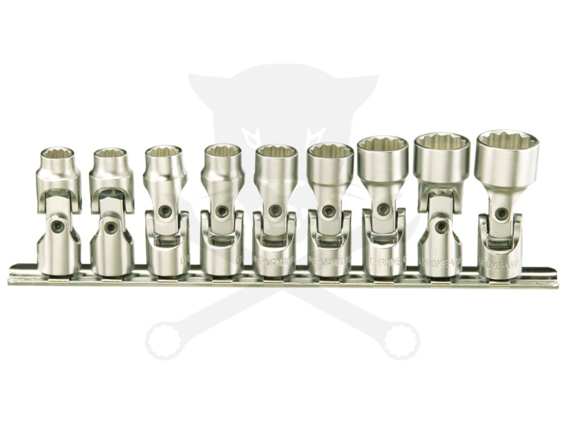 Dugókulcs - crowafej készlet 1/4" 12 sz. csuklós, 6-14 mm Genius