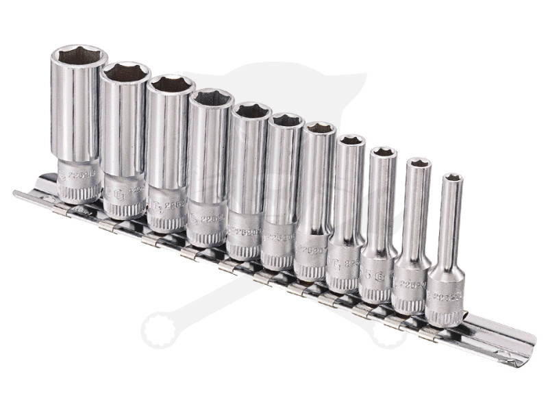 Dugókulcs - crowafej készlet 1/4" 6 lap hosszú 11 db-os Genius