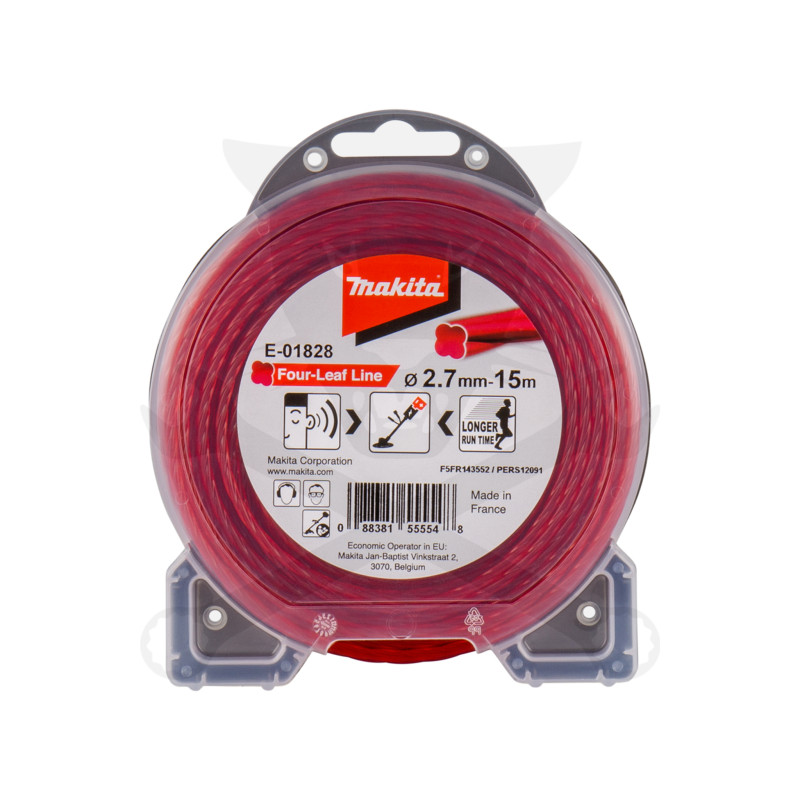 Fűkasza damil 2.7 mm x 15 méter RT Négylevelű profil Piros - Makita