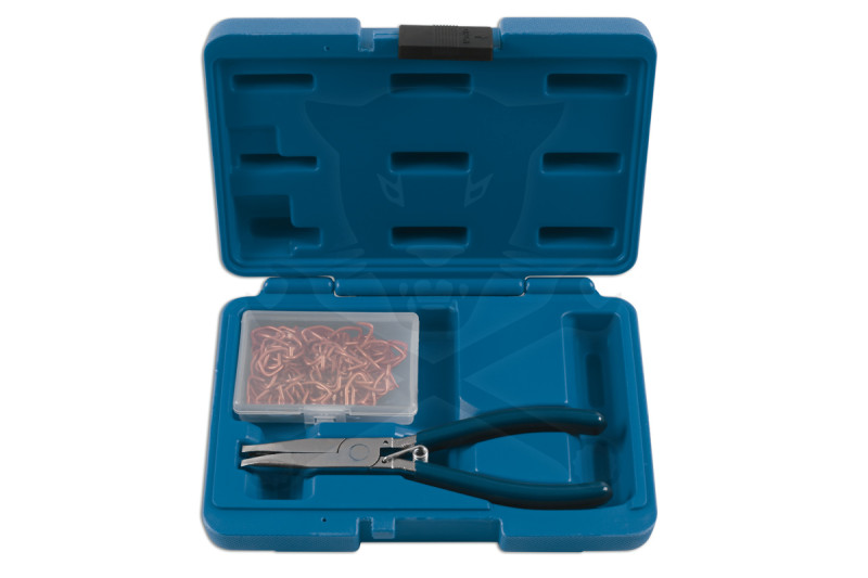 Fém kárpit-kapocs készlet 100 db kapocs + 1 db speciális fogó 178 mm