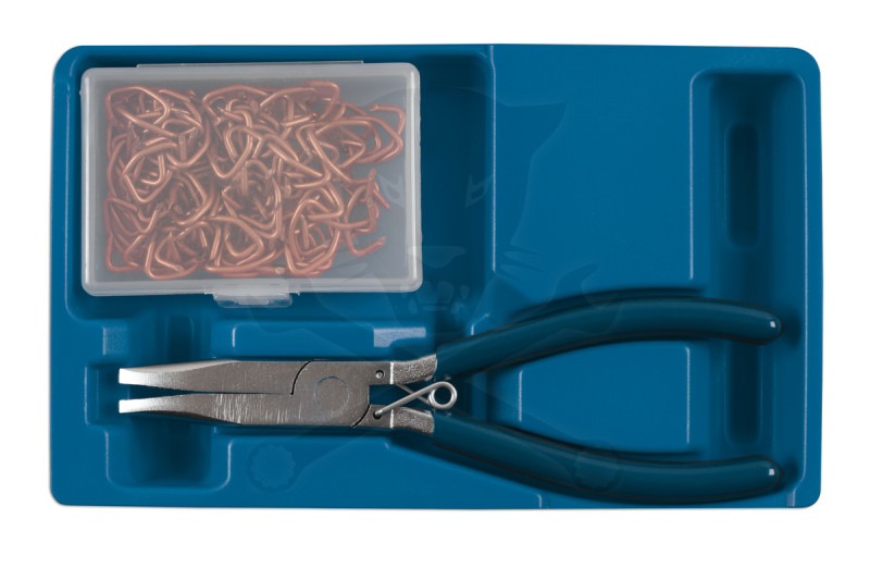 Fém kárpit-kapocs készlet 100 db kapocs + 1 db speciális fogó 178 mm