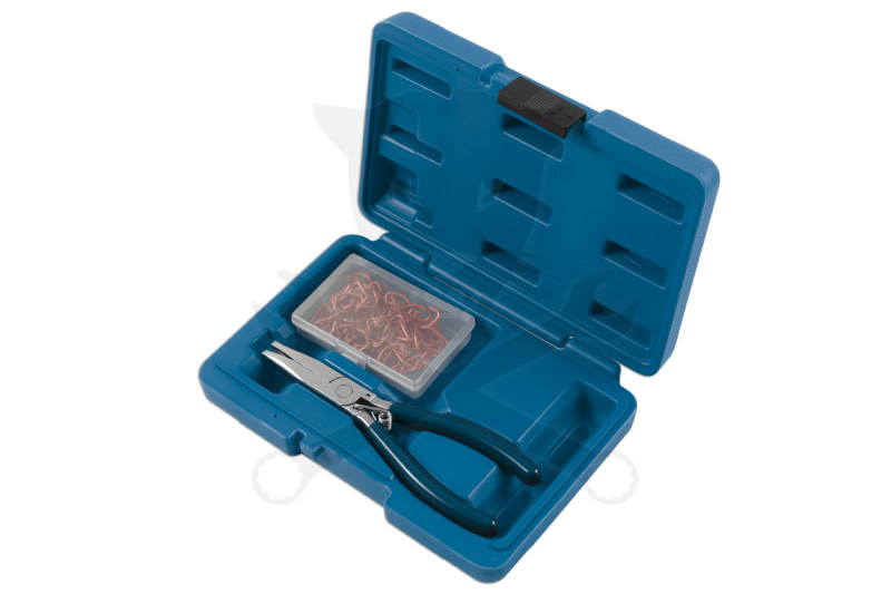 Fém kárpit-kapocs készlet 100 db kapocs + 1 db speciális fogó 178 mm