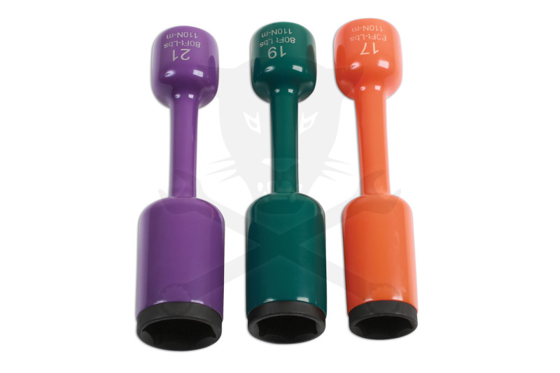 Nyomaték toldószár+ dugófej készlet108 Nm 3 db-os 17-19-21 mm színjelőlt