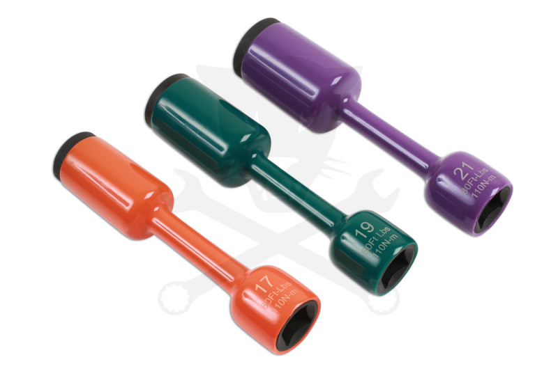 Nyomaték toldószár+ dugófej készlet108 Nm 3 db-os 17-19-21 mm színjelőlt