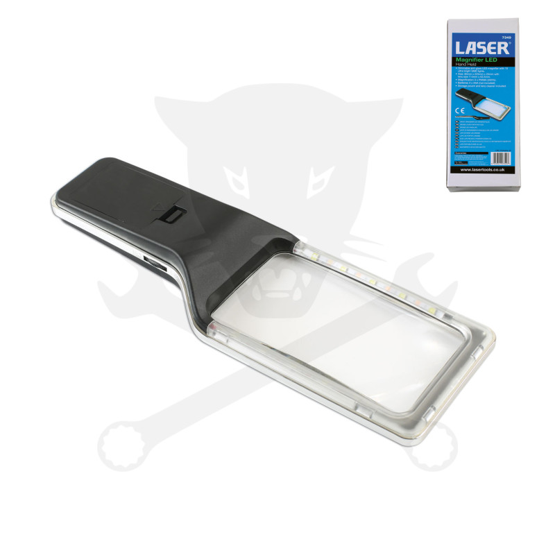 Nagyító 3x - szabályozható 10db fényes LED, tükröződésmentes, elemes