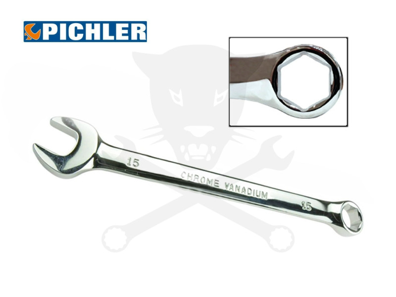 Csillag-villáskulcs - HATLAPÚ - 15 mm x 210 mm - 15 fokos