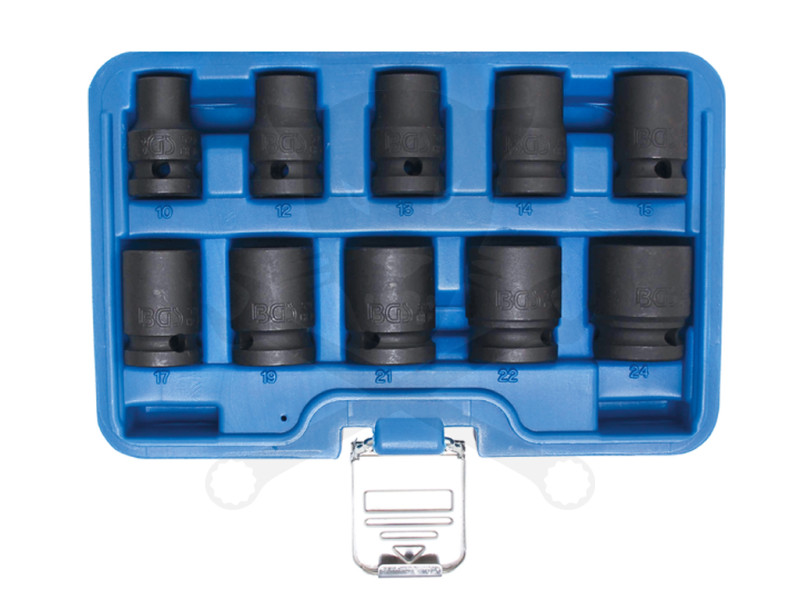 Légkulcsfej készlet 1/2" 10 db 10-24 mm metrikus rövid - BGS