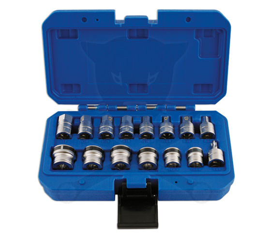 Olajleeresztő kulcs készlet - mágneses dugófejekkel 15 db-os