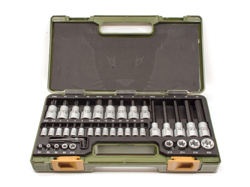 Rátűzőkulcs - crowa+bit készlet 1/4-1/2" imb.+TX+TTX+E-Torx 41 részes