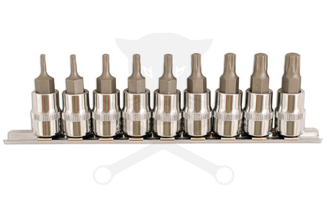 Rátűzőkulcs - crowa+bit készlet Torx Plus® 9 darabos TP10 - TP50 3/8"