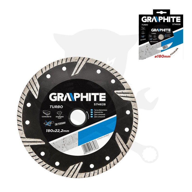 Vágókorong, gyémánt 180x22.2 mm TURBO - Graphite