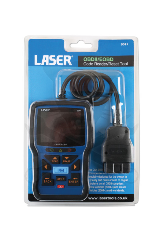 Diagnosztika hibakód olvasó + hibakód törlő műszer OBDII/EOBD - LASER
