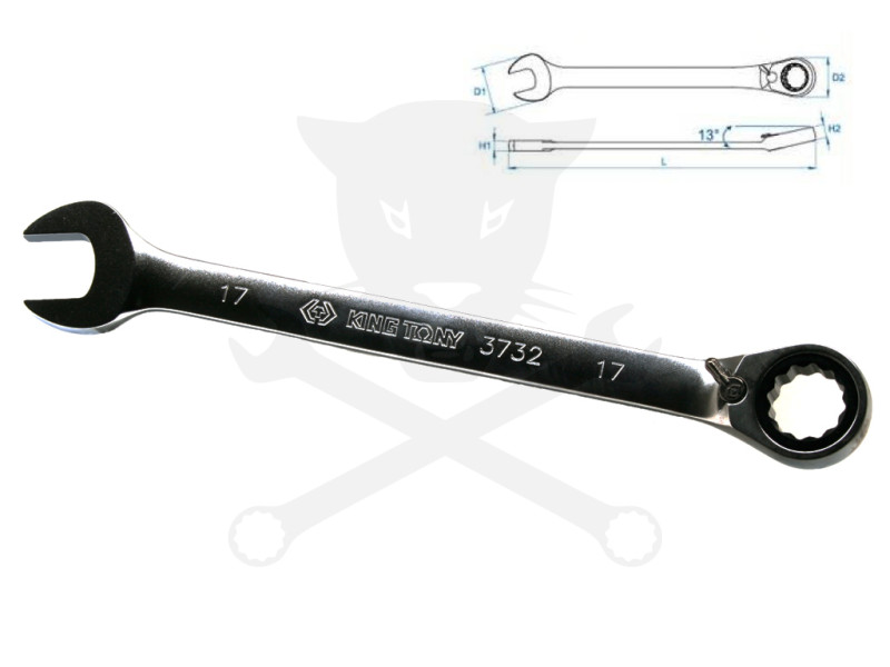 Csillag-villás racsnis 17 mm-es irányv. KingTony