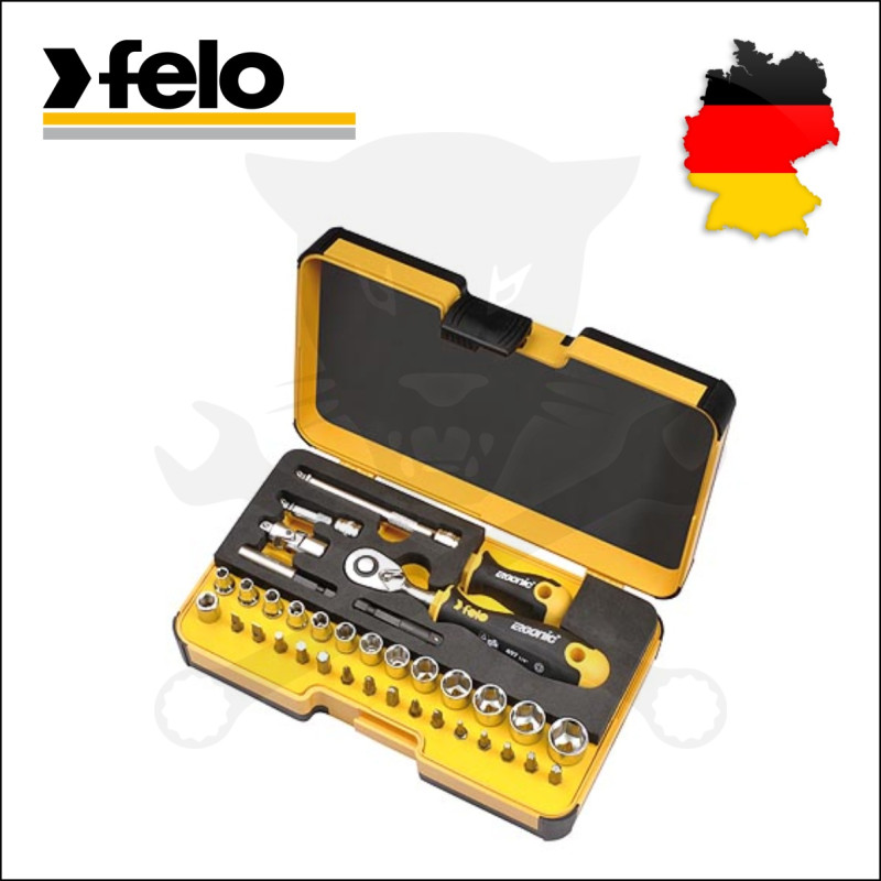 Dugókulcs és bithegy készlet 1/4" 36 részes R-Go - FELO