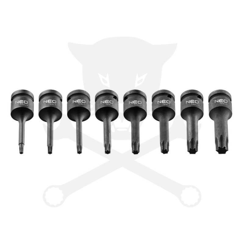 Légkulcsfej készlet 1/2" Torx T25-T60 - hosszú 9 db-os Neo