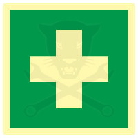 Tábla utánvilágítós öntapadós Elsősegély hely 170x170 UV200