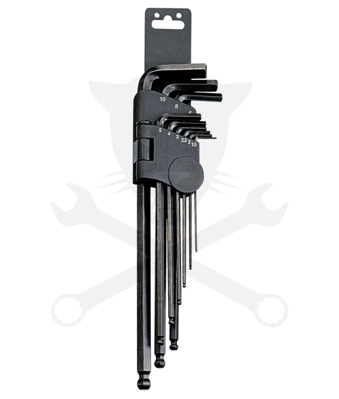 Imbuszkulcs készlet 9 db-os hosszú gömbvégű Genius