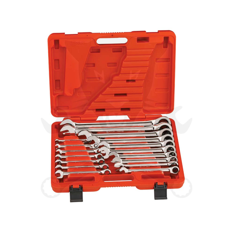 Csillag-villás racsnis készlet 17r. 8-32 mm fényes polírozott kiv. Genius