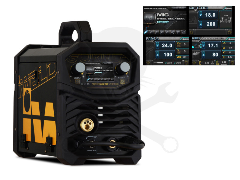 Hegesztő inverter Gorilla PocketMIG 225 Synergic