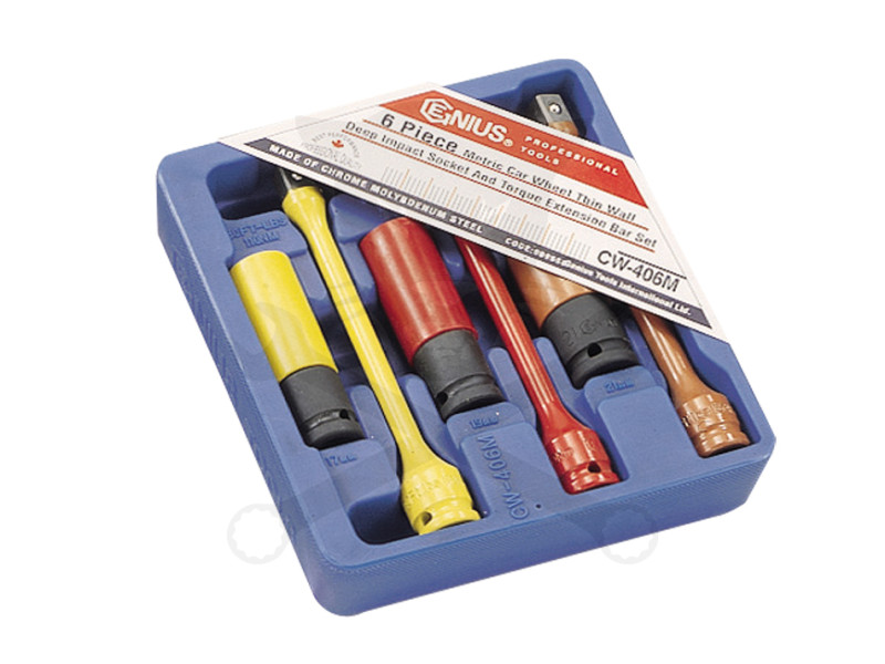 Tálcás Genius dugókulcs + toldószár gépi készlet vékonyfal 1/2" 6 db 1/6