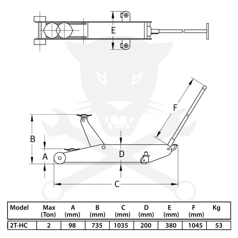 Emelő padló 2 T krokodil - magasemelésű: 98 - 735 mm - Compac - IPARI
